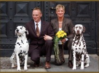 Our lucky charm Porter with the bridal couple Michael & Karola Lehmann and Coppola